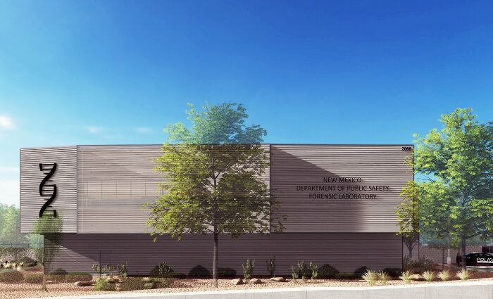 Architectural rendering of the exterior of a forensic lab